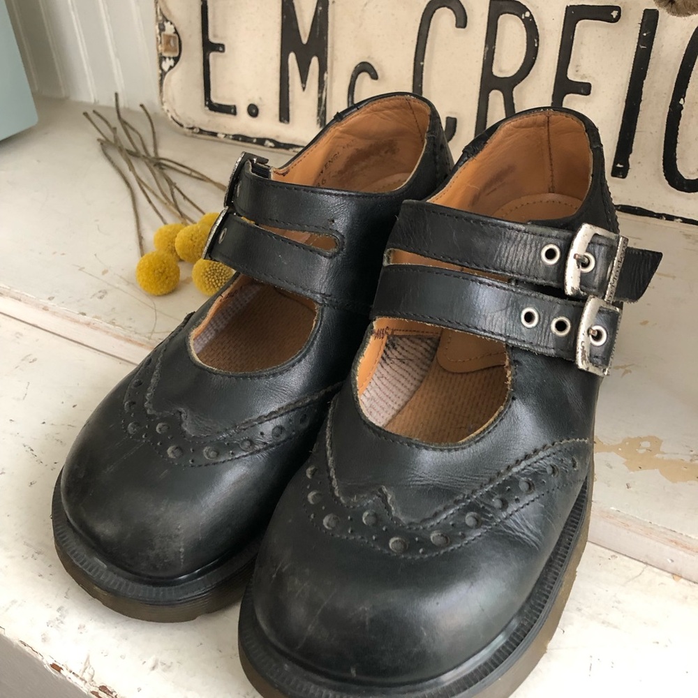 Black Women’s Doc Martens Mary Jane Shoes with Buckle from England size 5/7